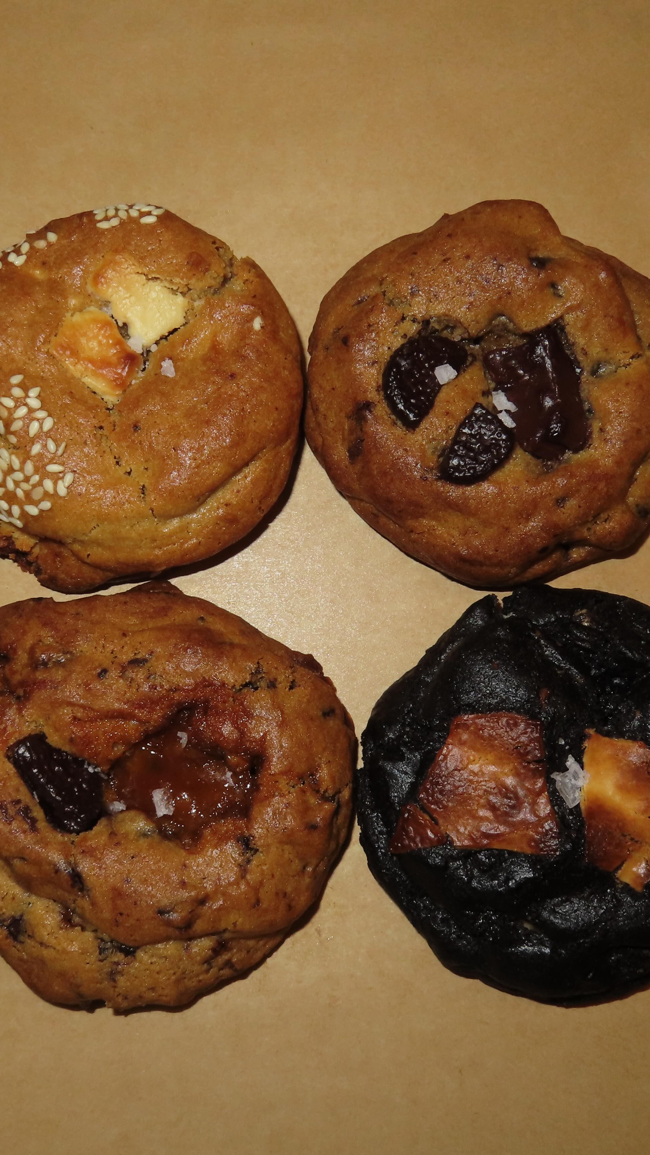 Four signature cookie flavors, top-down
